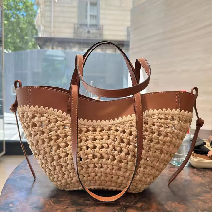 NATALY STRAW WOVEN TOTE BAG