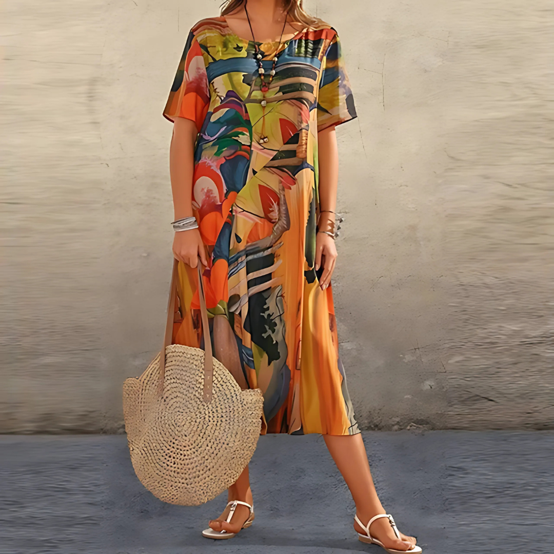 FILOMENA COMFORTABLE FLORAL DRESS