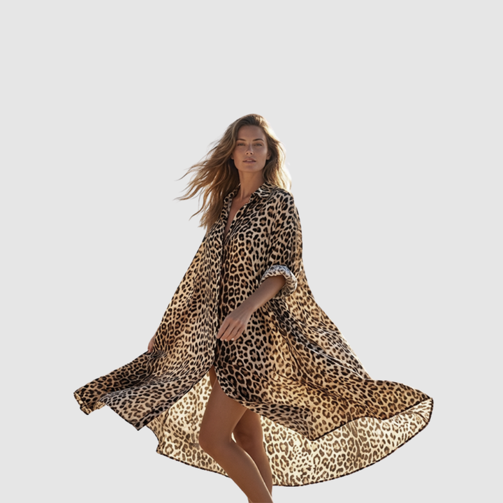 JULIETTE LEOPARD PRINT SHIRT DRESS