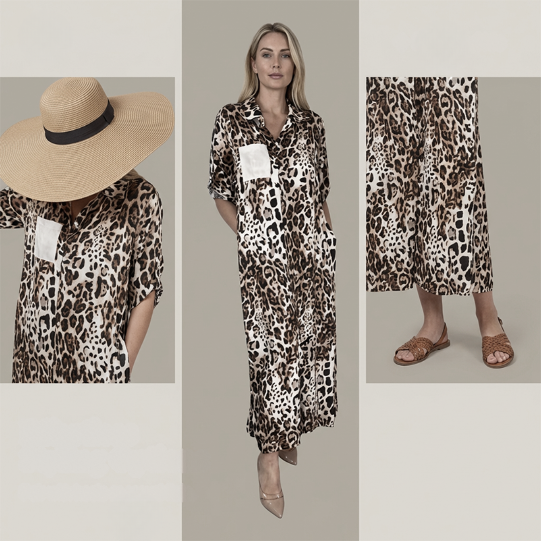 JULIETTE LEOPARD PRINT SHIRT DRESS