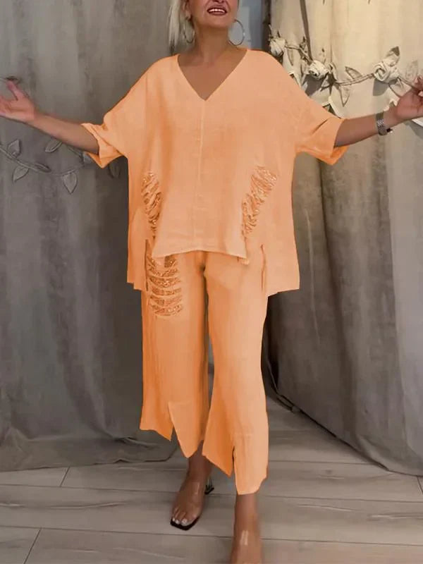 ALYANA TWO-PIECE COTTON-LINEN SUIT