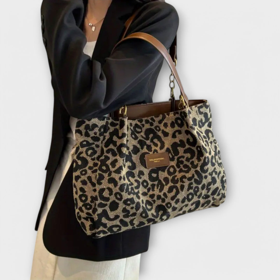 OLIVIA LEOPARD CANVAS TOTE