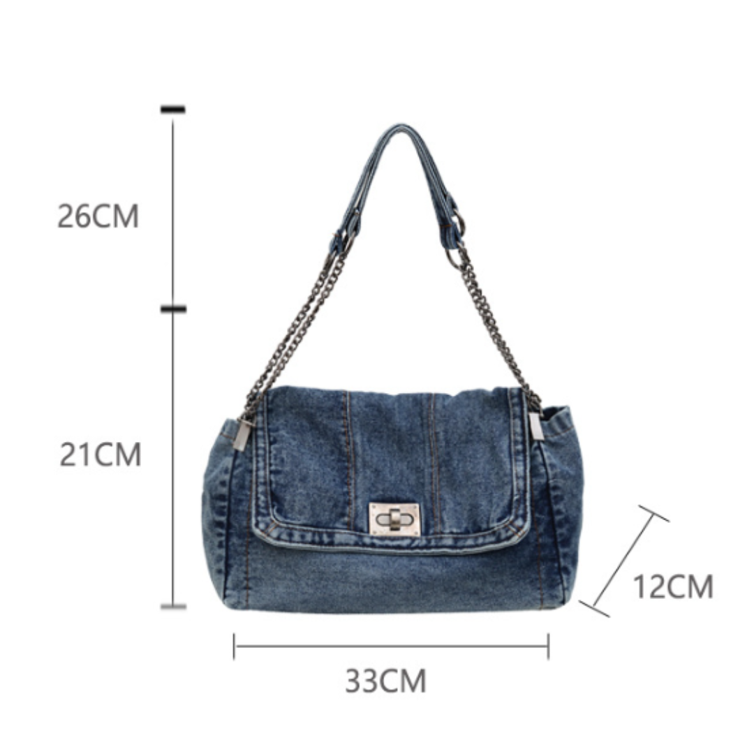 LILA VINTAGE DENIM CHAIN SHOULDER BAG