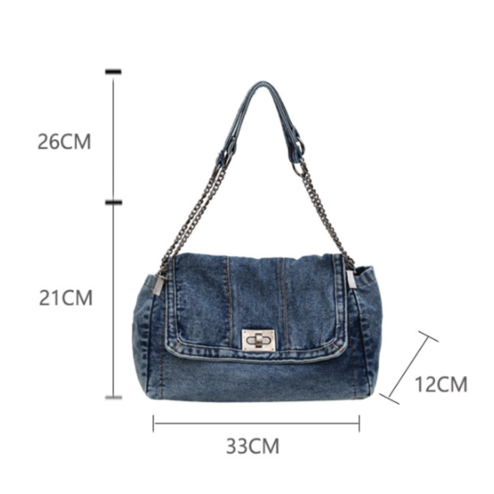 LILA VINTAGE DENIM CHAIN SHOULDER BAG