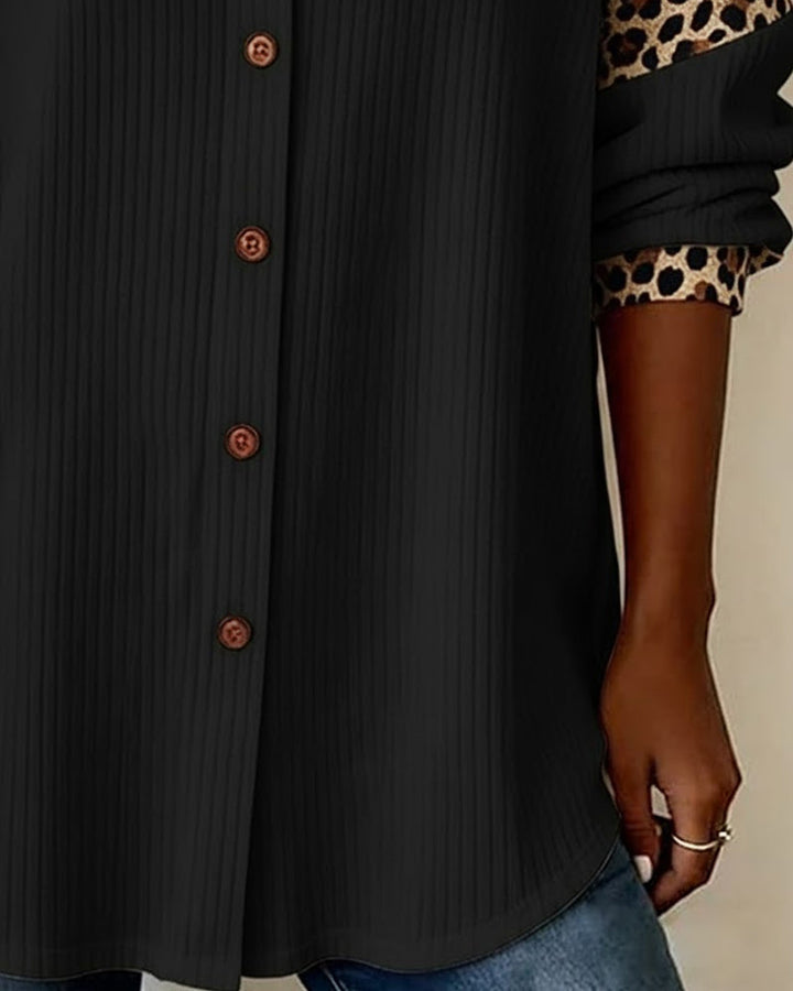 JORDANA BOLD LEOPARD PRINT BUTTON-DOWN SHIRT