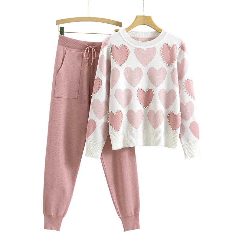 SALOME HEART PATTERN KNIT SET