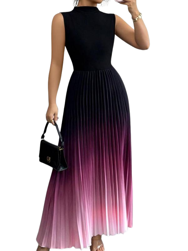 YZA ELEGANT OMBRE PLEATED DRESS
