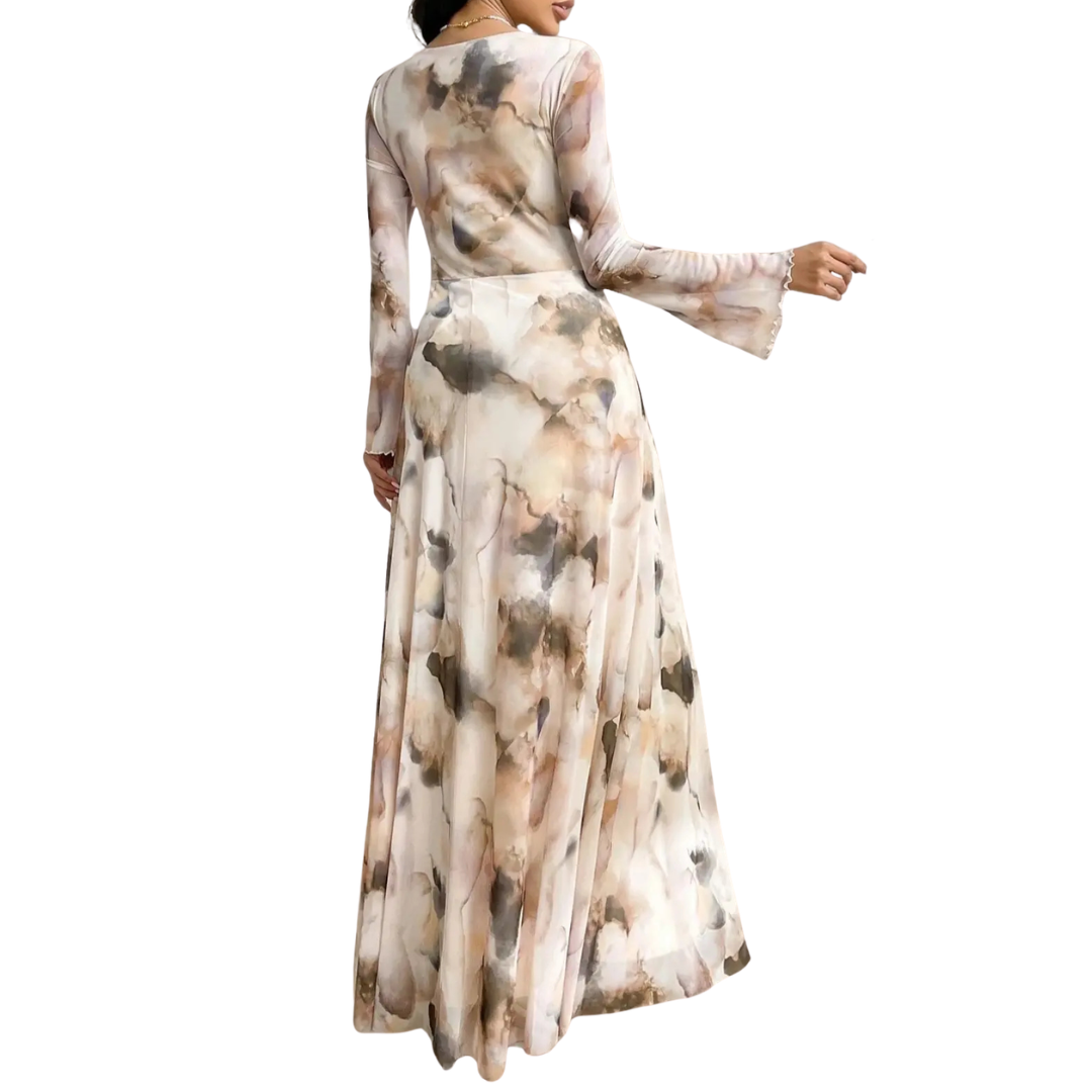 CELESTE TIE-DYE MESH PRINT DRESS