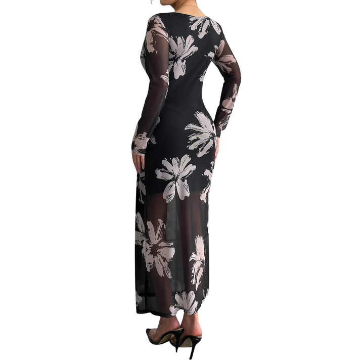 MEADOW ELEGANT FLORAL MAXI DRESS