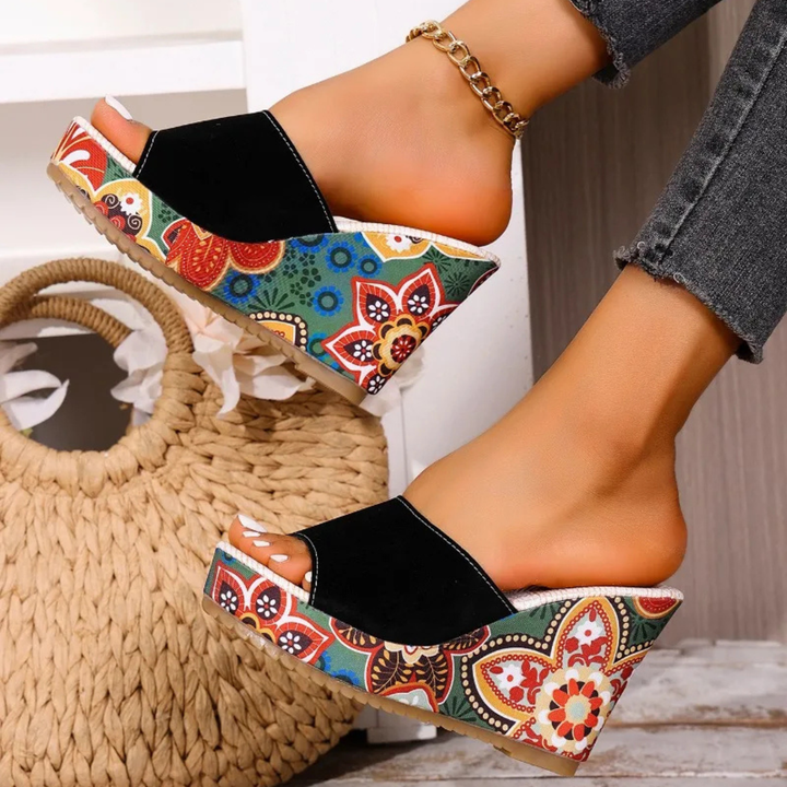 LAERKE FLORAL WEDGE SANDAL