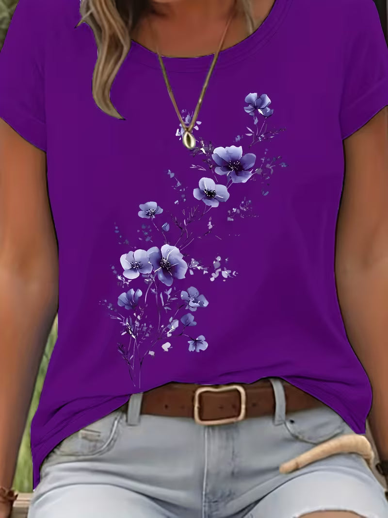 LIVIA FLORAL ROUND-NECK T-SHIRT
