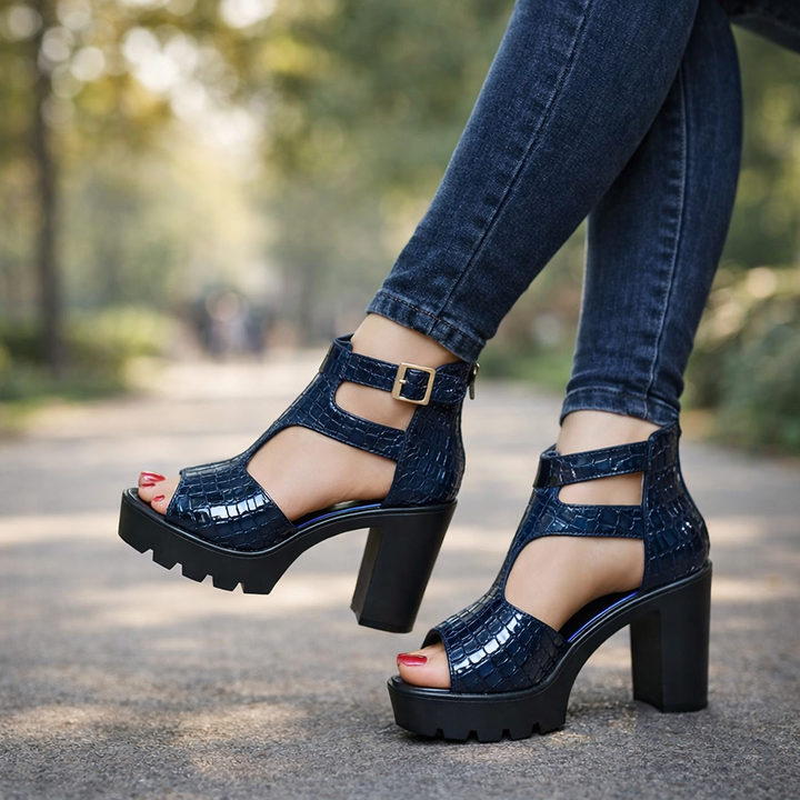 SERINA CROC PLATFORM HEELS