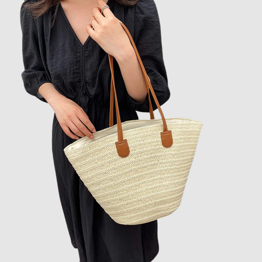 GENEVIEVE LARGE CAPACITY STRAW SHOULDER BAG