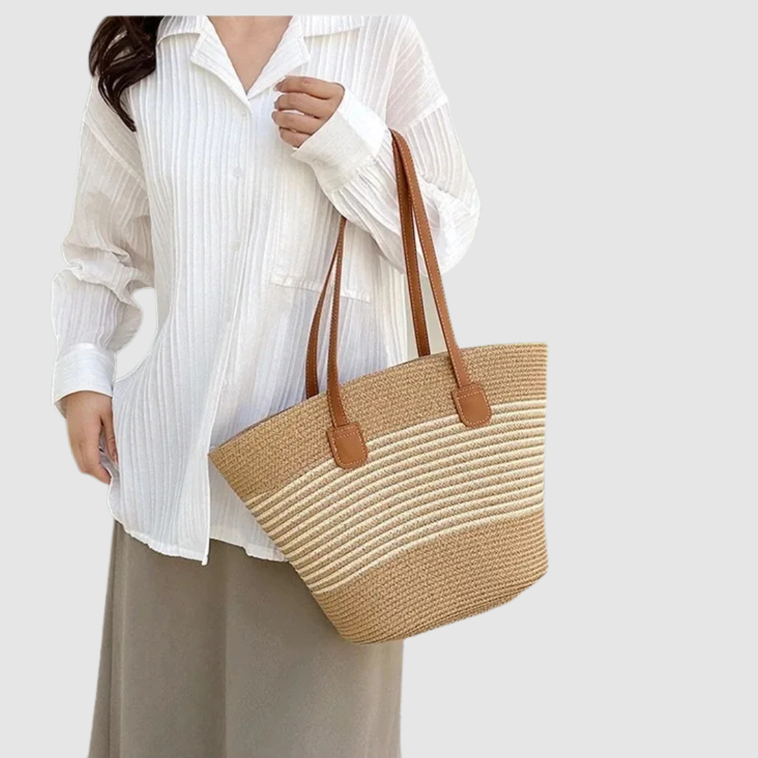 CLARISSE LARGE CAPACITY STRAW SHOULDER BAG