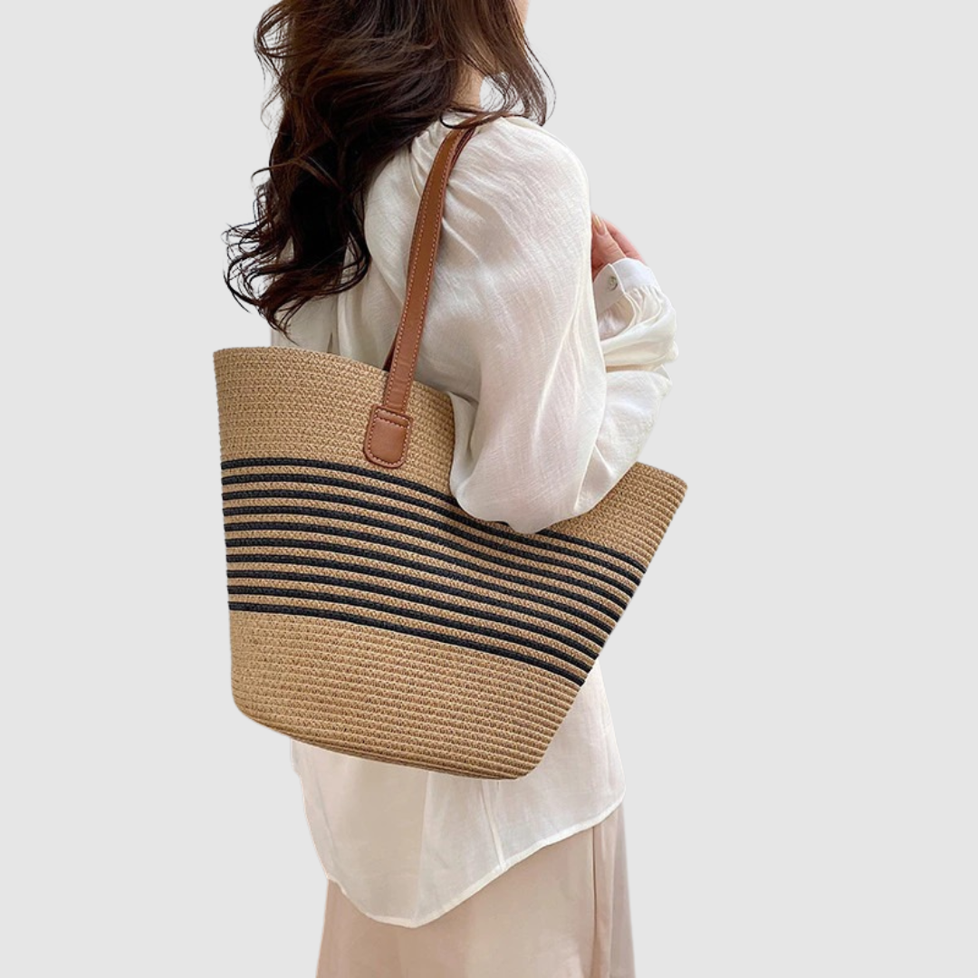 CLARISSE LARGE CAPACITY STRAW SHOULDER BAG