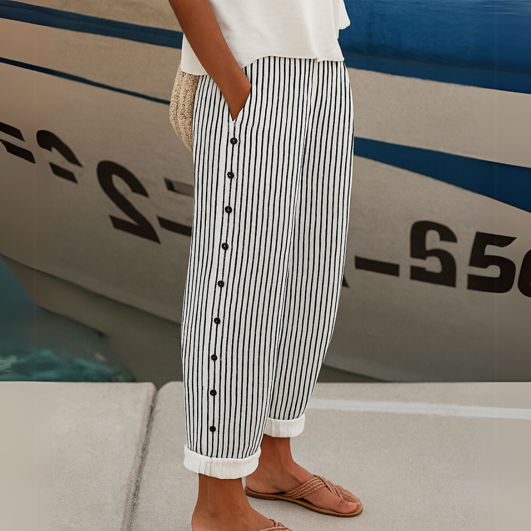 KATE STYLISH STRIPED BUTTON PANTS