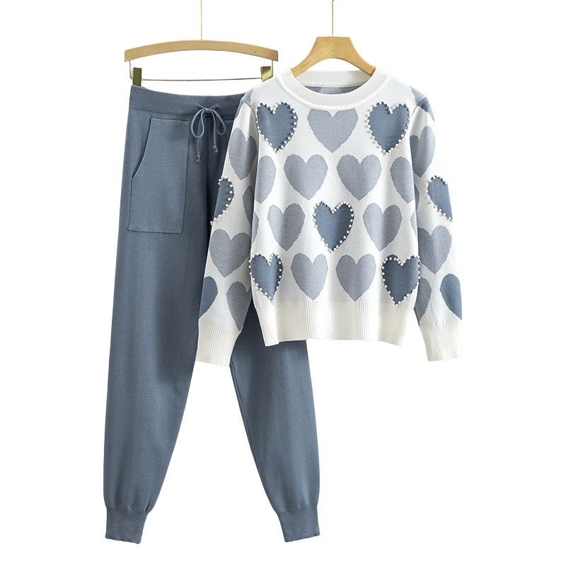 SALOME HEART PATTERN KNIT SET