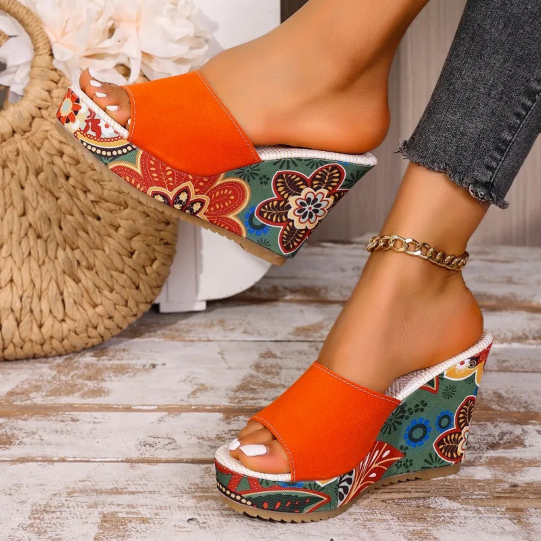 LAERKE FLORAL WEDGE SANDAL