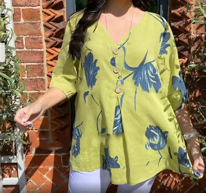 MARIELLE COTTON & LINEN V-NECK TUNIC