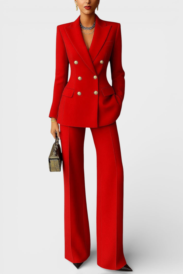 KALYN DOUBLE-BREASTED BLAZER & WIDE-LEG TROUSER SET