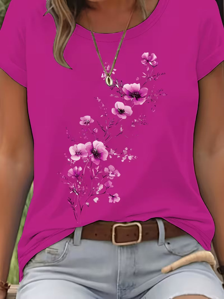 LIVIA FLORAL ROUND-NECK T-SHIRT