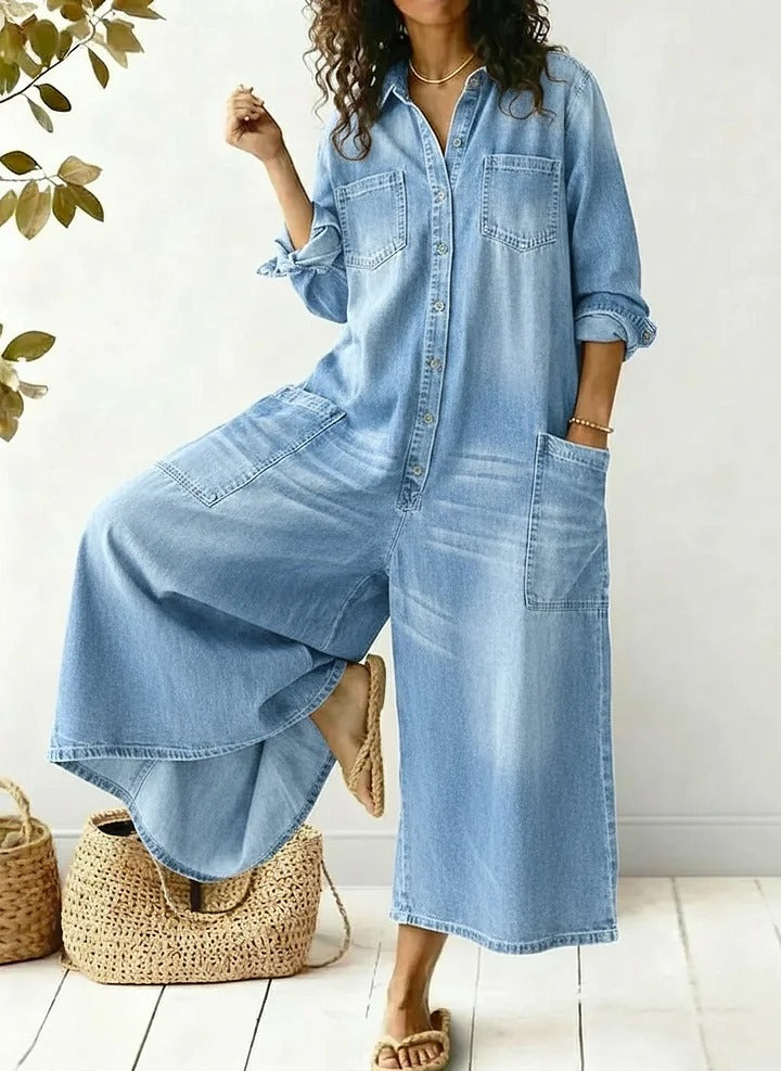 MARIBEL DENIM UTILITY JUMPSUIT