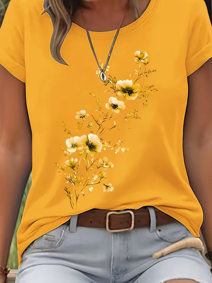 LIVIA FLORAL ROUND-NECK T-SHIRT