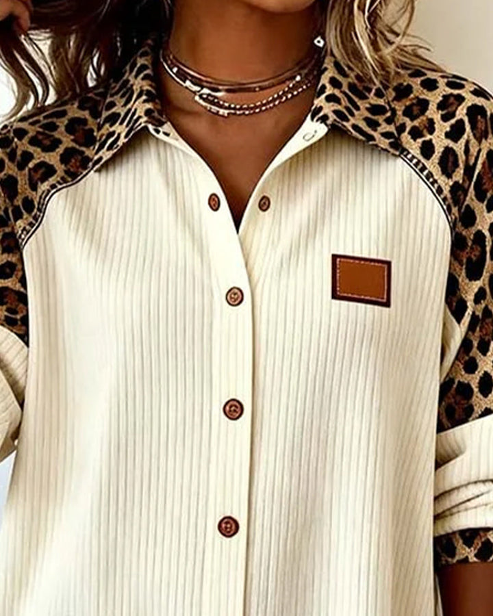 JORDANA BOLD LEOPARD PRINT BUTTON-DOWN SHIRT