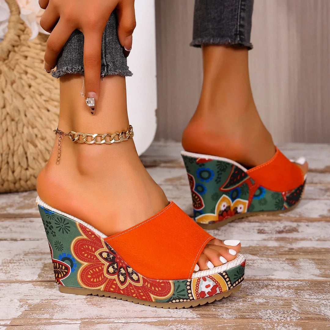 LAERKE FLORAL WEDGE SANDAL
