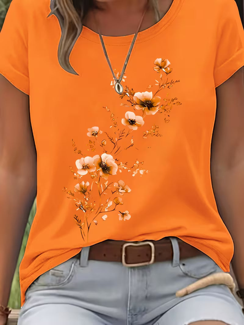 LIVIA FLORAL ROUND-NECK T-SHIRT
