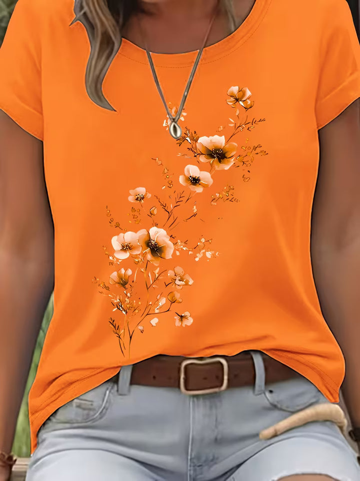 LIVIA FLORAL ROUND-NECK T-SHIRT