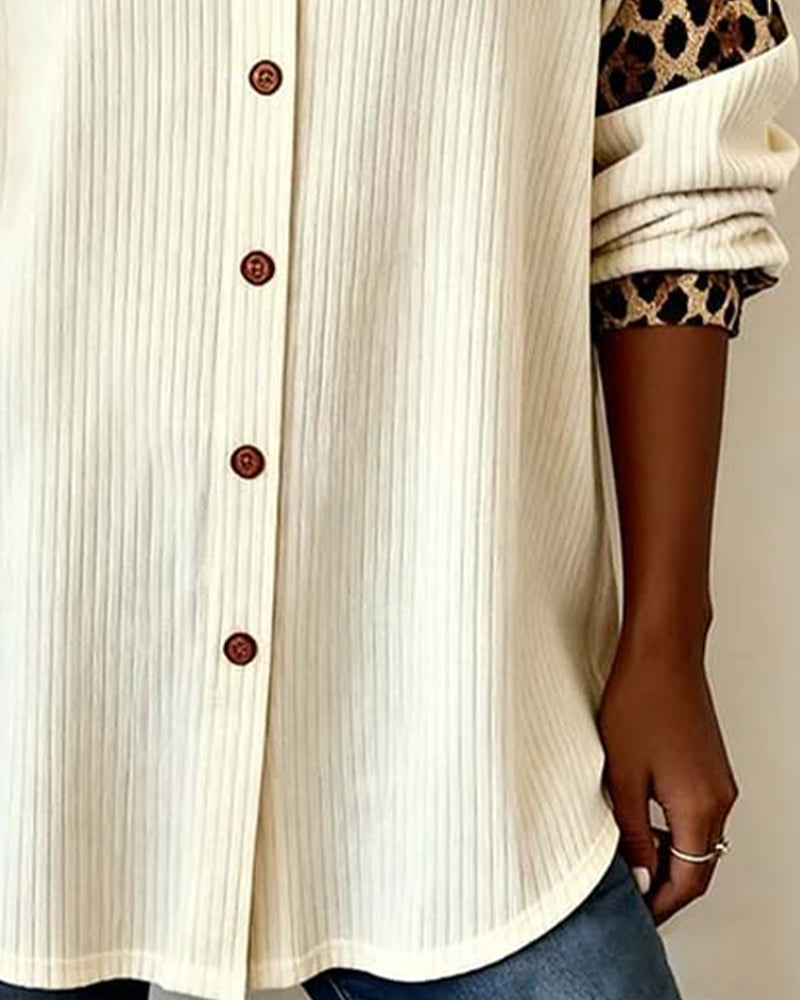 JORDANA BOLD LEOPARD PRINT BUTTON-DOWN SHIRT