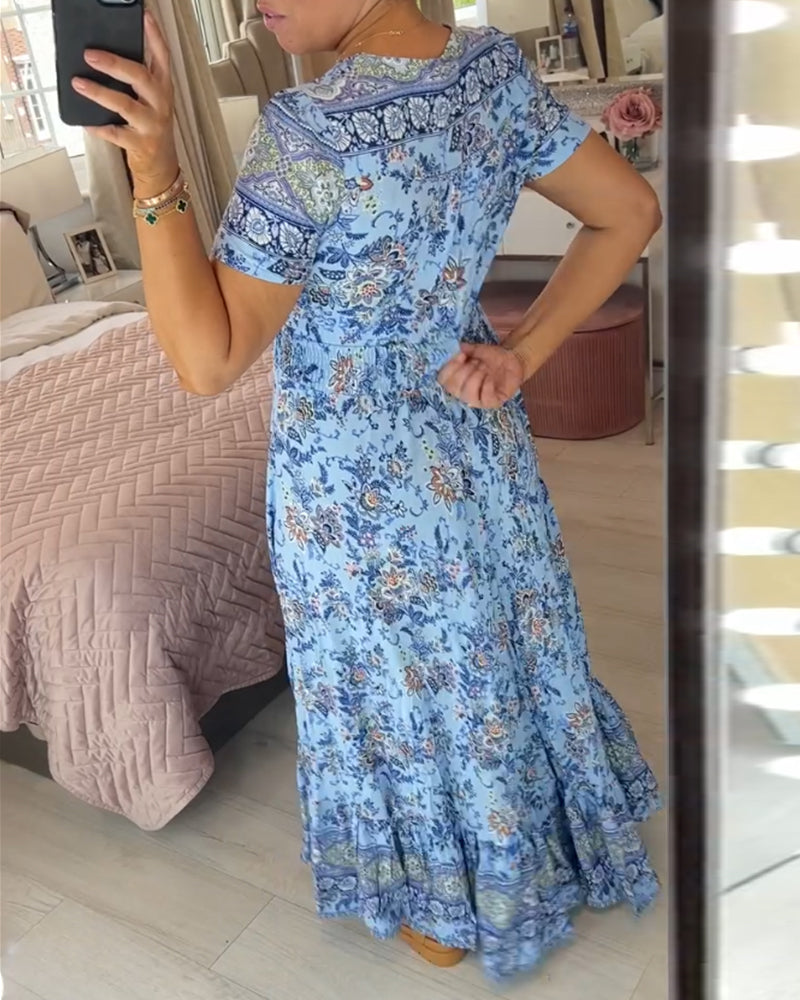 LILIA – FLORAL V-NECK MAXI DRESS