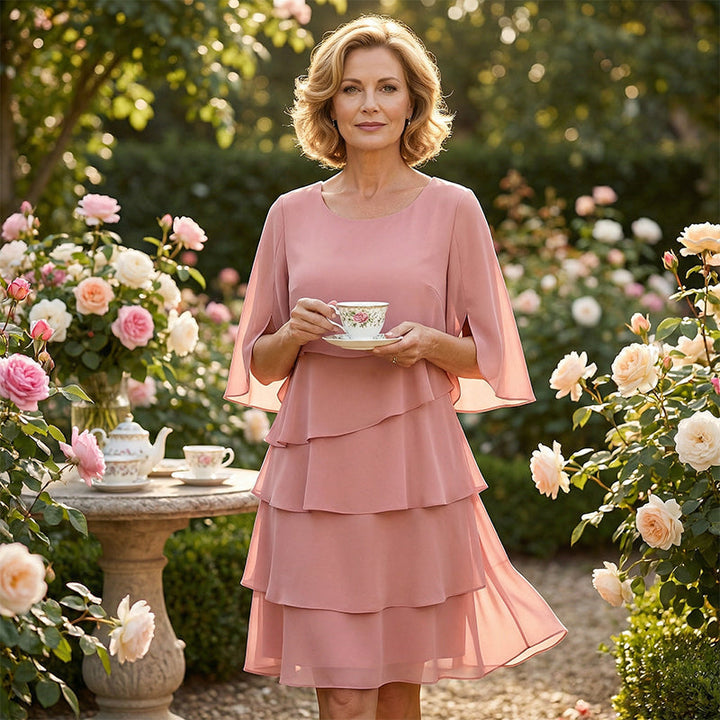 AMÉLIE LAYERED RUFFLE SLEEVE DRESS