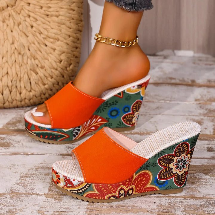 LAERKE FLORAL WEDGE SANDAL