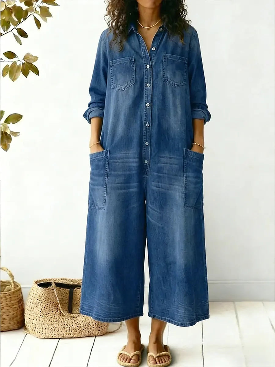 MARIBEL DENIM UTILITY JUMPSUIT