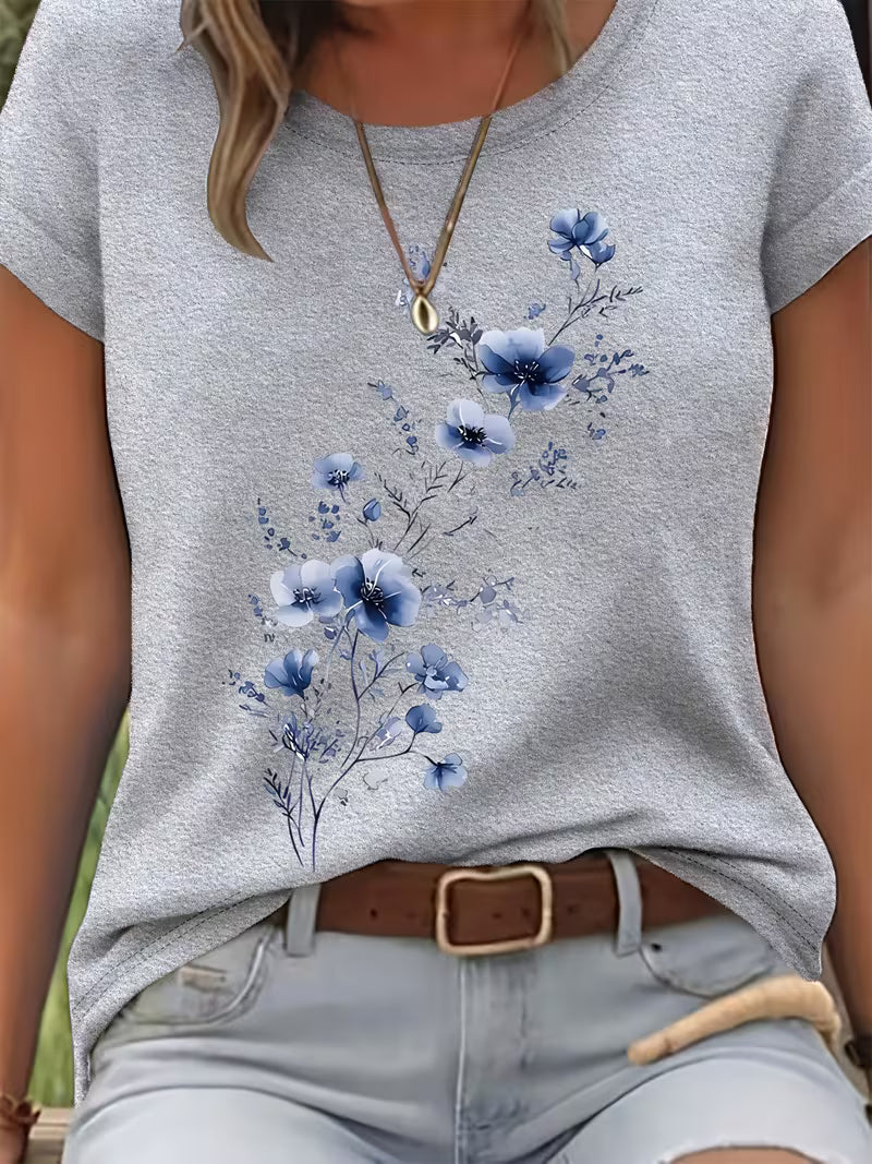 LIVIA FLORAL ROUND-NECK T-SHIRT