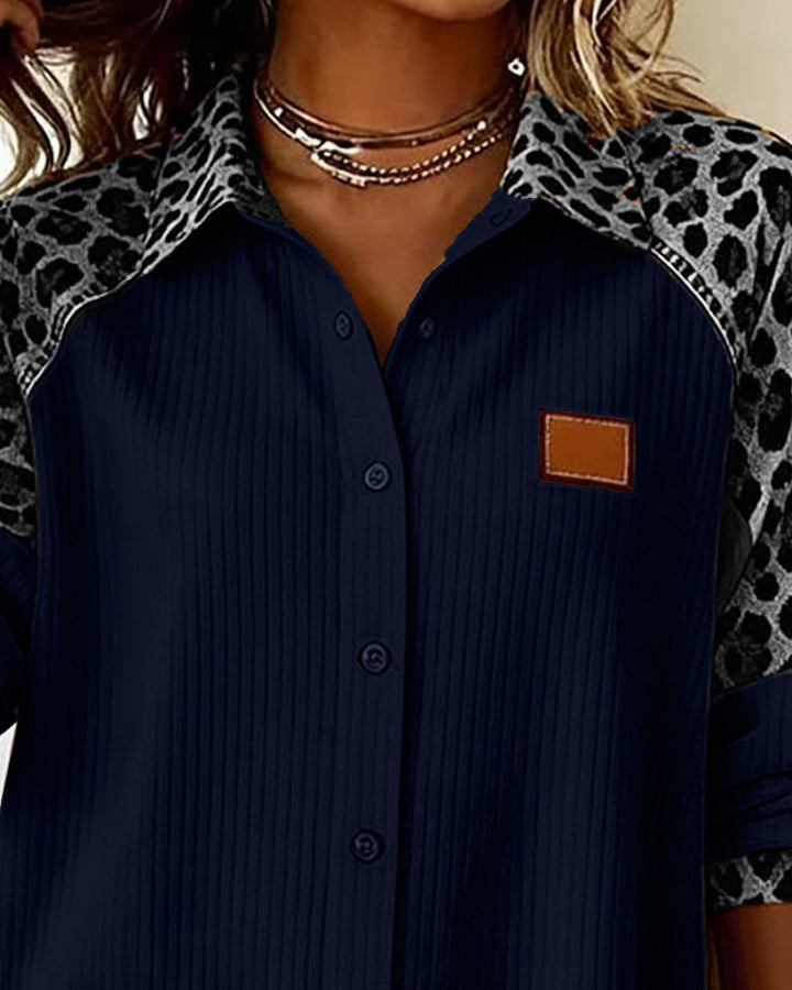JORDANA BOLD LEOPARD PRINT BUTTON-DOWN SHIRT