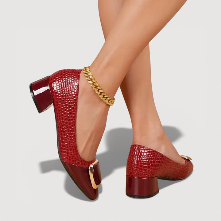 LIVANA CROCO BLOCK HEELS