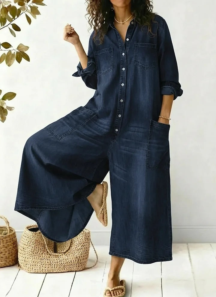MARIBEL DENIM UTILITY JUMPSUIT