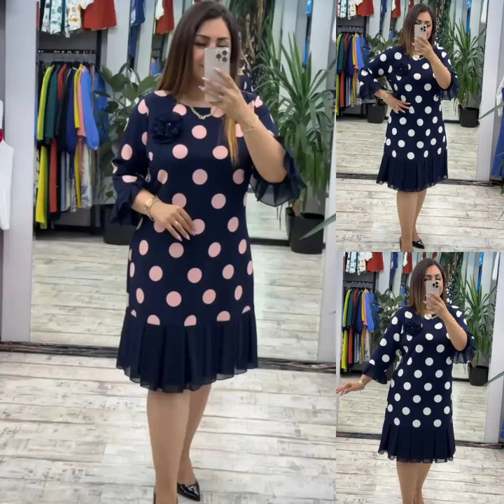 VICTORIA PLEATED POLKA DOT DRESS
