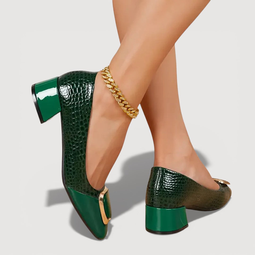 LIVANA CROCO BLOCK HEELS