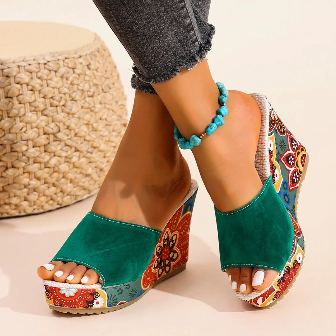 LAERKE FLORAL WEDGE SANDAL