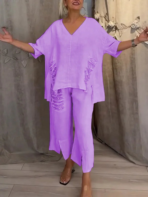 ALYANA TWO-PIECE COTTON-LINEN SUIT