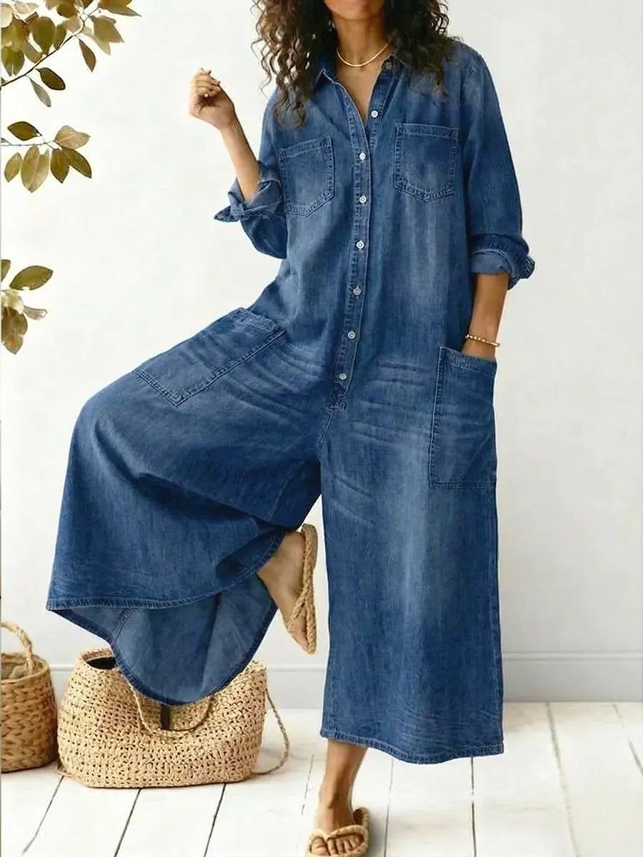 MARIBEL DENIM UTILITY JUMPSUIT