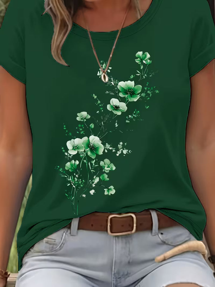 LIVIA FLORAL ROUND-NECK T-SHIRT