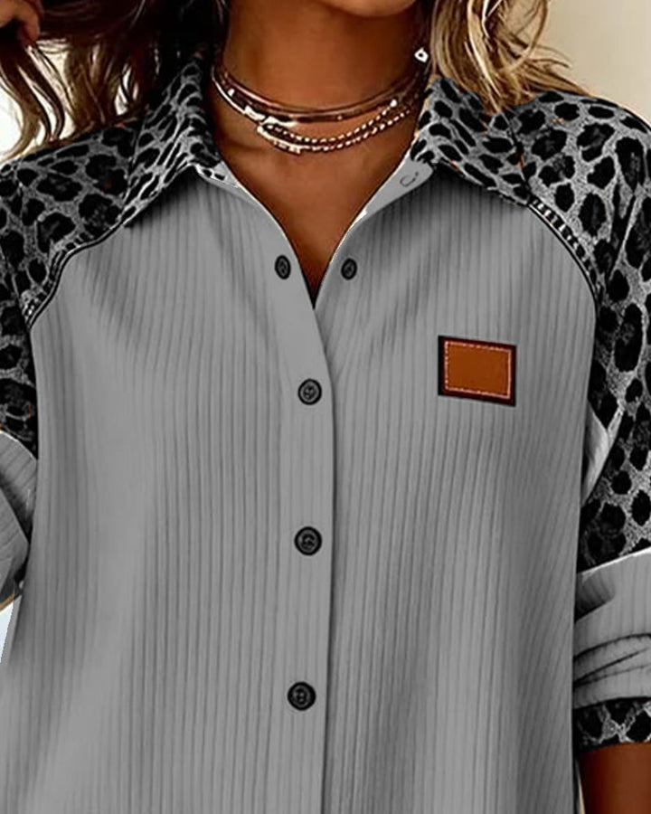 JORDANA BOLD LEOPARD PRINT BUTTON-DOWN SHIRT