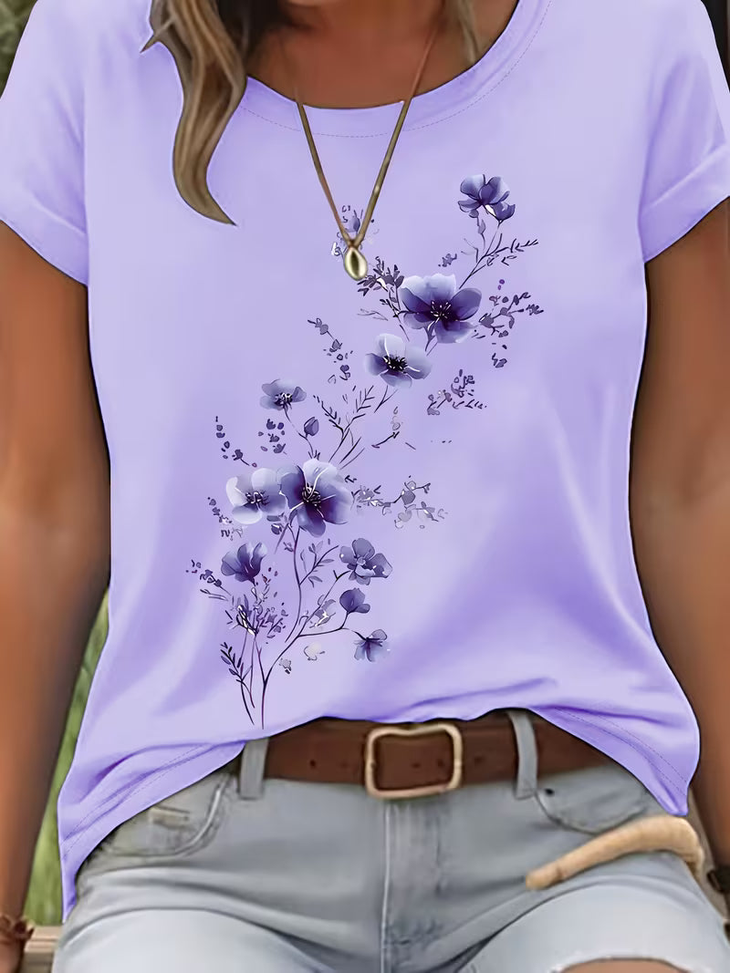 LIVIA FLORAL ROUND-NECK T-SHIRT