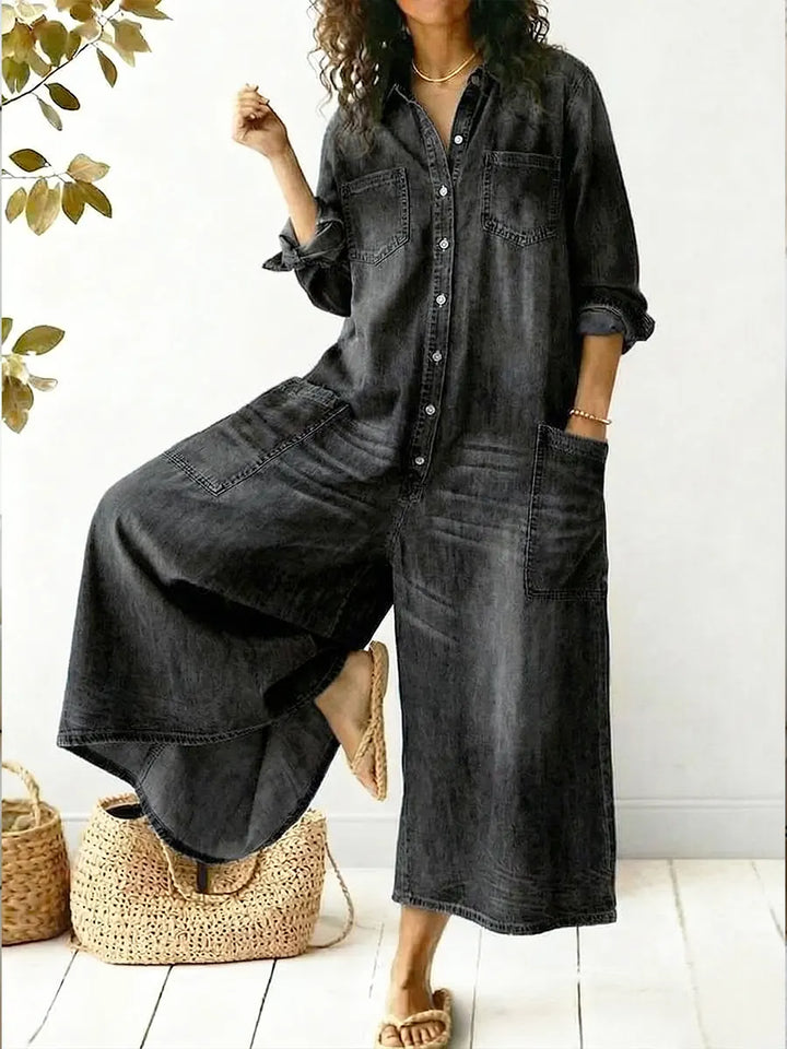 MARIBEL DENIM UTILITY JUMPSUIT