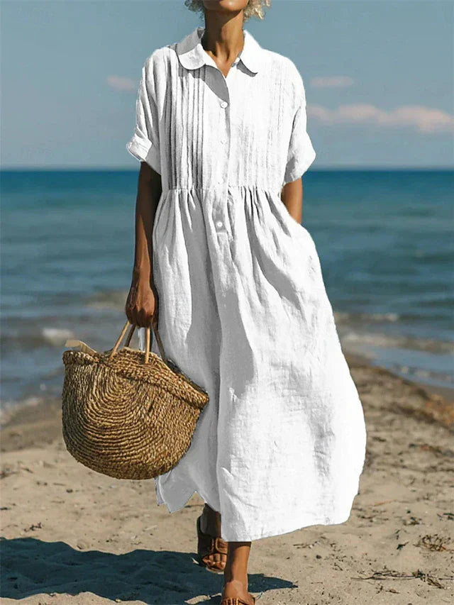JANNY FLOWY COTTON SHIRT DRESS